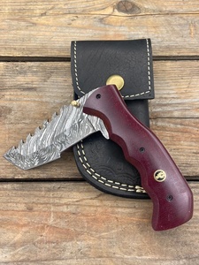 Couteau Tracker en Acier Damas Fait Main avec Manche en Micarta, Lame Fixe à Pointe Tombante Droite pour la Chasse, le Camping, le Bushcraft et la Survie - Product Image 2