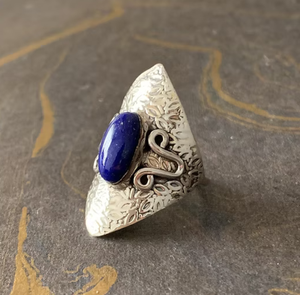 Designer Vintage Statement <b>Lapis</b> <b>Lazuli</b> Gemstone 925 Sterling Silver Handmade Occasional Jeweley for Women - Product Image 2