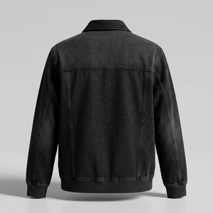 Veste en jean décontractée pour homme, 100% coton, denim noir, boutonnée, écologique, coupe-vent, durable, confortable, marque privée - Product Image 2