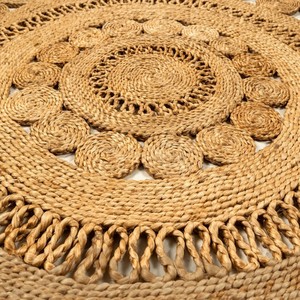Handmade <b>Jute</b> <b>Round</b> Medallion <b>Rug</b> Bohemian Style Flat Pile Living Room Decor Spot Clean - Product Image 5