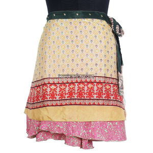 Indian Handmade Boho Silk Mini <b>Skirt</b> Reversible Mini <b>Skirt</b> Women Wear Short Sari Wrap <b>Skirt</b> Trendy Boho <b>Gypsy</b> Beach Cover Sari - Product Image 6