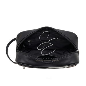 Tooled Leather Dopp Kit Cosmetic <b>Case</b> Medium Size Zipper Closure Portable <b>Makeup</b> Bag Soft Handle Modern Style Toiletry Pouch - Product Image 5