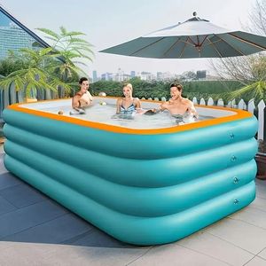 Extra Large 4 strati piscina gonfiabile da 125.2 pollici durevole PVC blu piscina arancione bordo per giardino esterno feste Patio - Product Image 2