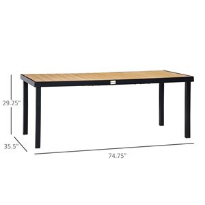 "Aluminum Frame 8-Person Rectangular Patio <b>Table</b> with HDPE Wood Top & Non-Slip Foot Pads" - Product Image 3