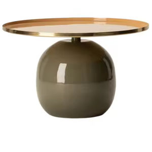 Mesa Auxiliar Metálica Artesanal con Tapa Dorada, Mesa Auxiliar y de Centro para Dormitorio, Sofá, Hogar y Hoteles, Mesa Auxiliar Decorativa - Product Image 1