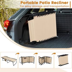 Sdraio da Patio Beige Extra Large 27 Pollici, 4 Posizioni Regolabili, Schienale in Ferro, Sedia Pieghevole per Prendere il Sole, Impermeabile per Esterni - Product Image 6