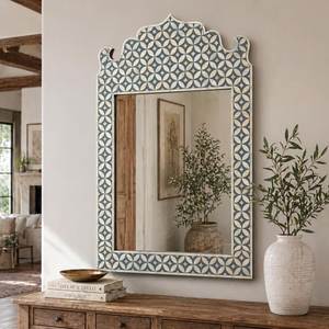 Handmade Eco-Friendly High Quality Wooden Blue Bone Inlay Floral Pattern <b>Mirror</b> Frame <b>Wall</b> Decor Furniture by arif handicrafts - Product Image 6