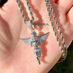 <b>Angel</b> Pendant 925 Silver 18K Gold Filled Moissanite Wings Religious <b>Charm</b> Unisex Everyday Wear Jewelry - Product Image 5
