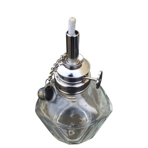 Lampe à huile en verre taillé en hexagone avec capuchon en fer et poignée à chaîne réglable, outils et équipements de bijouterie - Product Image 1