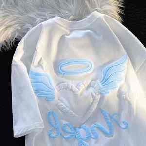 Camiseta de Algodón de Alta Calidad con Estampado Puff, Corte Regular, Diseño Gráfico, Ecológica, Transpirable, Manga Corta, Cuello Redondo, Informal - Product Image 3