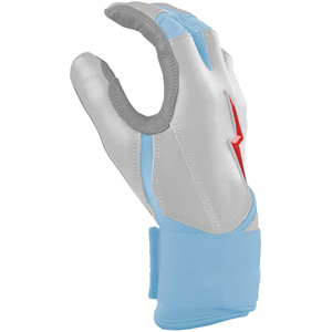 Right-Handed Baseball Glove Half Finger Synthetic Material Light Blue <b>White</b> Red Lightning Design Non-Slip Hook And Loop Closure - Product Image 2