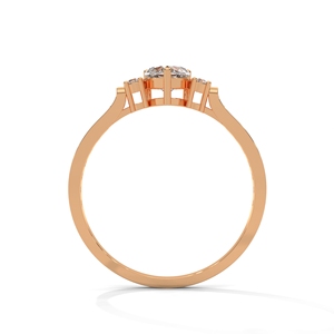 Bague en or rose avec cœur en diamant pour femme, alliance de fiançailles avec pierres latérales, bijoux de mariage, gravure personnalisée - Product Image 3