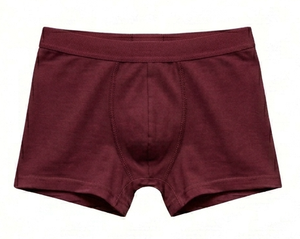 Boxers pour hommes couleur bordeaux, coupe confortable, sous-vêtements tricotés teints unis - Product Image 1