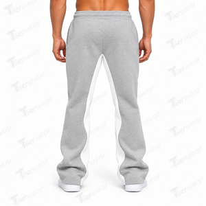 Pantalon de jogging évasé pour homme en coton délavé, coupe décontractée, taille élastique, jambe large, style vintage - Product Image 4