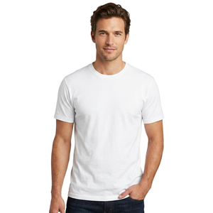 Men's <b>White</b> 100% Cotton Short Sleeve Turtleneck Regular Fit Formal T-<b>Shirt</b> Solid Color Jersey Knitted <b>Plain</b> Dyed Eco-Friendly - Product Image 4