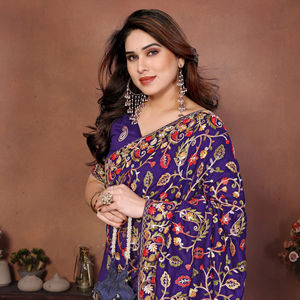 Soft Crush <b>Saree</b> Heavy Lakhnowi Embroidery Modern Winter Summer Designer Wedding Party Wear Embroidered <b>Blouse</b> Women - Product Image 1