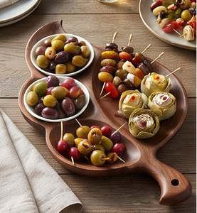 Plato de servir de madera hecho a mano con diseño minimalista, vajilla artesanal de madera natural para decoración de cocina y hogar. - Product Image 5