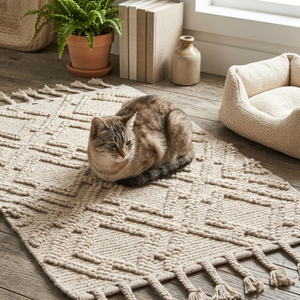 Alfombras Medianas Antideslizantes, Resistentes a las Arrugas, de Pelo Corto, Anti-Fatiga, Reversibles, de Yute Trenzado, Ecológicas, Aptas para Mascotas, con Diseño Floral - Product Image 3