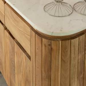Buffet Vandana Radiant Pebble en bois d'acacia et marbre blanc - Product Image 3