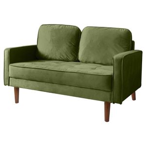 57.5\" Velvet Square Arm Apartment Loveseat Pull-Down Sofa Bed - Product Image 2