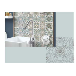กระเบื้องบุผนังเซรามิกเคลือบเงา ลายสี่เหลี่ยมและวงกลม - Product Image 1