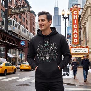 2026 High Quality Men's Winter <b>Christmas</b> <b>Hoodie</b> 100% Cotton Fleece Anti Pilling Custom Logo Warm Festive Lightweight Sweatshirt - Product Image 3