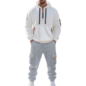 Chándal deportivo informal de invierno para hombre, chándal de forro polar, 100 % algodón, tela elástica, cómodo y elegante, para fitness y deportes al aire libre - Product Image 3