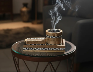 Incienso de bakhoor hecho a mano con madera y resina - juego de caja y bandeja, nuevo diseño, tendencia actual, venta al por mayor. - Product Image 1