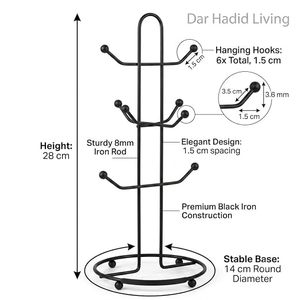 Support à tasses métallique à trois niveaux avec support rotatif à 360° pour rangement de cuisine, design circulaire moderne, type sur pied - Product Image 2