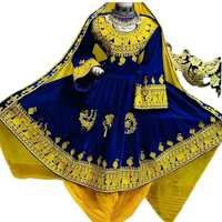 Robe de mariée afghane moderne en velours noir profond luxueux, coupe trapèze, longueur genou, grande taille, avec appliques en dentelle, volants, imprimé floral et col en V