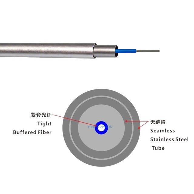 Fiber Optic Sensing Cable Seamless Stainless Steel Tube 1 Core High Tempereature Sensing Cable
