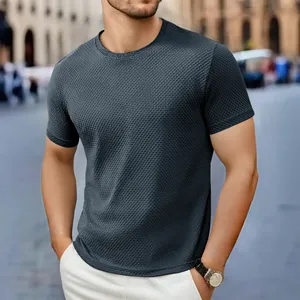 T-shirts unisexes 100 % coton, coupe classique, anti-plis, style hip-hop, avec logo frontal tricoté, imprimé numérique, teinture unie, manches courtes, couleur unie - Product Image 3