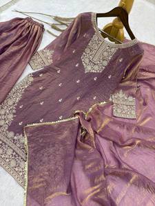 นำเสนอคอลเลคชั่นเสื้อผ้าสำเร็จรูปใหม่ล่าสุด ดีไซน์หรูหรา ปักลายสวยงาม พร้อมกางเกงปาลาซโซและผ้าคลุมไหล่ - Product Image 6