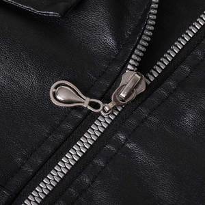 Women's Fashion Studded Perfectly Shaping Faux Leather <b>Biker</b> <b>Jacket</b> Dual Zipper High Street Leather <b>Jackets</b> - Product Image 5