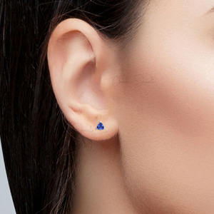 Chordia Jewels Natural Trillion Cut 4MM Tanzanite Gemstone <b>Stud</b> Earrings 925 Sterling <b>Silver</b> Earrings Perfect Gifting Jewelry - Product Image 3