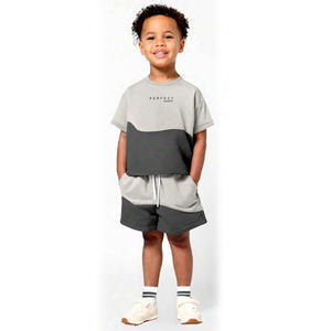 Conjuntos de Ropa para Niños de 3 Colores, Conjuntos Unisex de Verano para Niños, Conjuntos de Pantalones Cortos, Conjuntos de Camisetas, Logotipo Bordado Personalizado, Traje Deportivo Infantil - Product Image 2