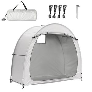 Tenda/Capanno per Biciclette Grigio Chiaro 6.8x2.6FT con Telaio in Fibra di Vetro e Tessuto Oxford 210D PU Argentato - Product Image 1