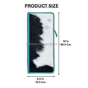 2026 New Arrival High Quality Cowhide Leather Jewelry Organizer Luxury Turquoise Leather Long Western Zipper Closure <b>Travel</b> <b>Case</b> - Product Image 2