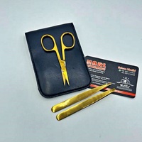 Pince à épiler inclinée en plasma doré avec étiquette personnalisée, en acier inoxydable, petite ciseaux, outil de maquillage, pour le façonnage des cils et des sourcils, emballée