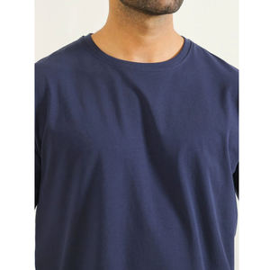 T-shirt homme bleu marine foncé uni, coupe classique, manches courtes, col rond, basique - Product Image 4