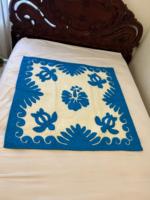 Magnifiques couvertures hawaïennes vintage blanches et bleues à motifs tortue, 100 % coton, écologiques, pour la maison et l'hôtellerie