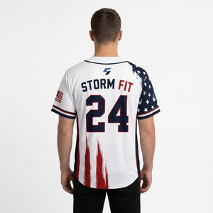 Maillot de baseball pour hommes à manches courtes, sublimé, anti-humidité, coupe athlétique, imprimé drapeau personnalisé, numéro 24 - Product Image 4