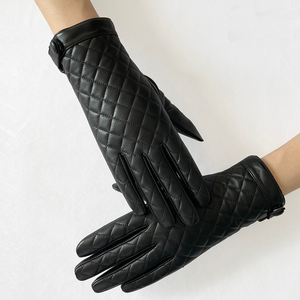 Genuine Leather Eco-Friendly Fashion High Sheepskin <b>Gloves</b> <b>Touchscreen</b> Compatible Thermal Silk Lining-Stay Warm Beach Party Use - Product Image 4