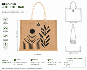 Designer Laminated Jute Tote <b>Bag</b> Eco Friendly Reusable Shopping <b>Bag</b> Custom Logo Large Button Closure Promotional Exhibition Bulk - Product Image 3