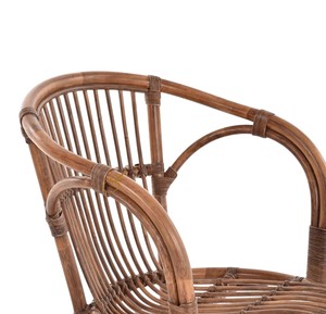 Antique Brown <b>Rattan</b> Dining <b>Chair</b> with Armrests Handcrafted Wicker <b>Tub</b> Armchair for Vintage Restaurant Cafe Hotel Furniture Shop - Product Image 6
