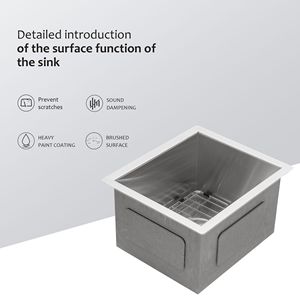 Lavello da cucina in acciaio inossidabile da 14 pollici a tazza singola da 18 Gauge da 9 pollici profondo 14x18x9 pollici - Product Image 5