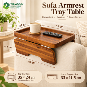 WEWOOD Wooden <b>Sofa</b> Armrest <b>Tray</b> Table Natural Wood Eco-Friendly Home Use - Product Image 5