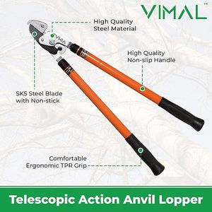 Tijeras de podar tipo martillo con mango de 2 pulgadas, capacidad de corte limpio de ramas, agarre para cortar ramas gruesas, podadora de árboles de 24 pulgadas, extensible hasta 37 pulgadas - Product Image 3