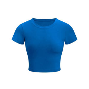 T-shirts pour femmes à col rond, tenues d'été pour femmes, t-shirts en coton personnalisés avec des motifs, t-shirts pour femmes - Product Image 2