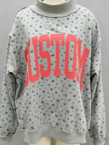 Sudadera Oversize de Cuello Alto para Mujer, Estampado Floral, Letra Personalizada en el Frente, 100% Algodón Tejido, Manga Larga, Estilo Otoñal - Product Image 3